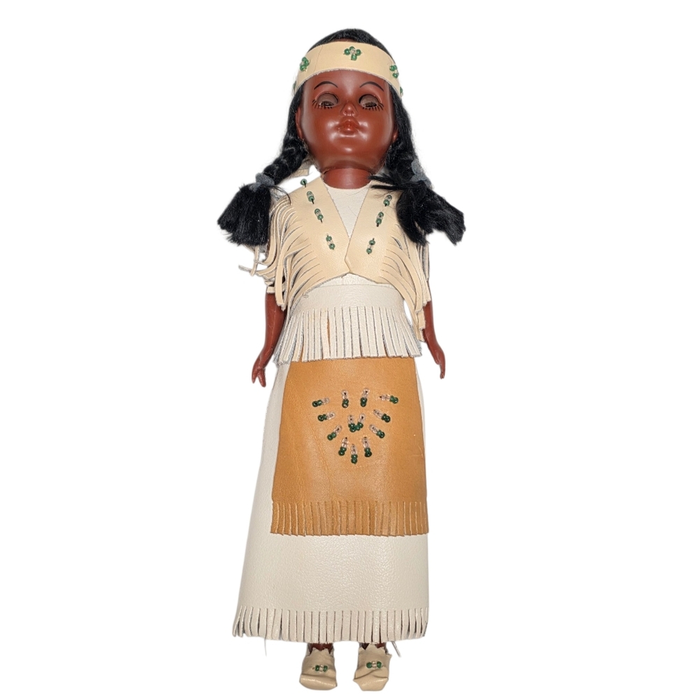Native American Doll Traditional White Leather Dress Collectible Vintage Toys